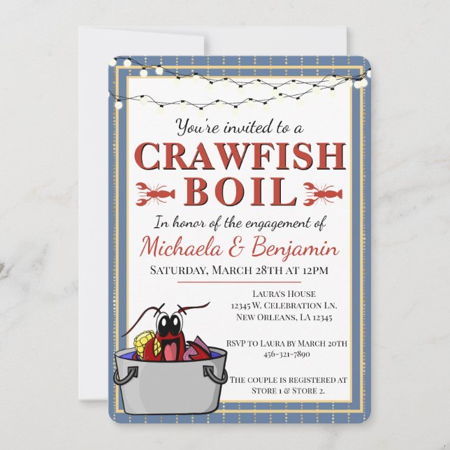 Crawfish Boil Engagement Party Couples Shower Invitation (Front)