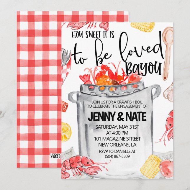 Crawfish Boil Engagement Party Invitation (Front/Back)