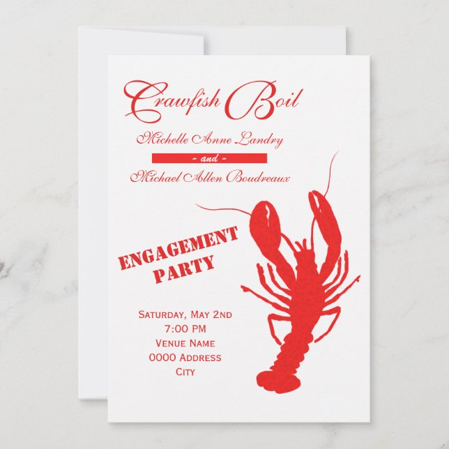 Crawfish Boil Engagement Party Invitation (Front)