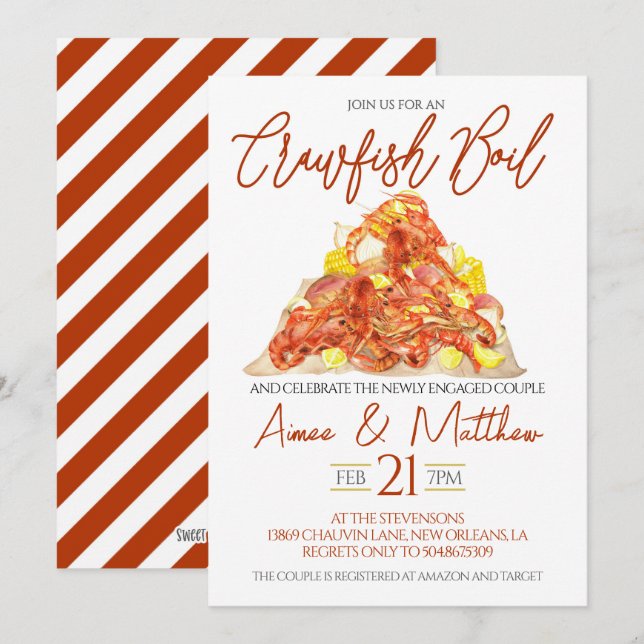 Crawfish Boil Engagement Party Invitation (Front/Back)