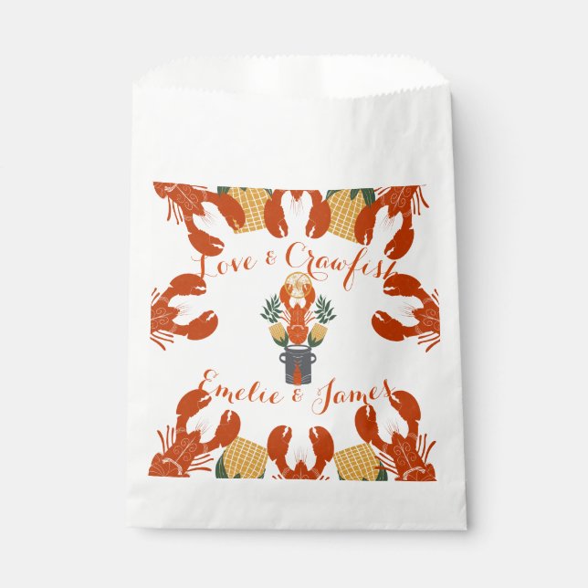 Crawfish Boil Engagement Party-Love & Crawfish Favor Bag (Front)