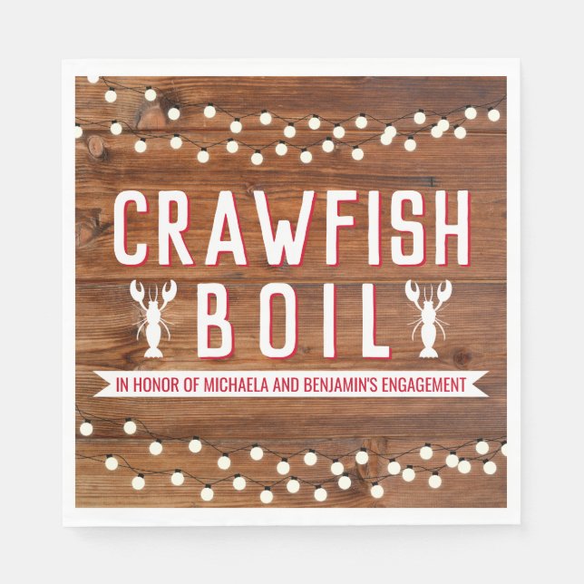 Crawfish Boil Engagement Party Napkins (Front)