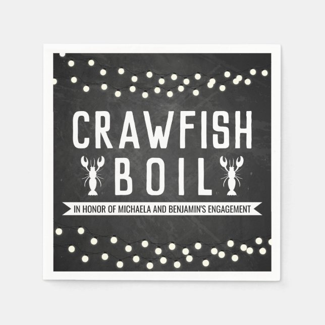 Crawfish Boil Engagement Party Napkins (Front)