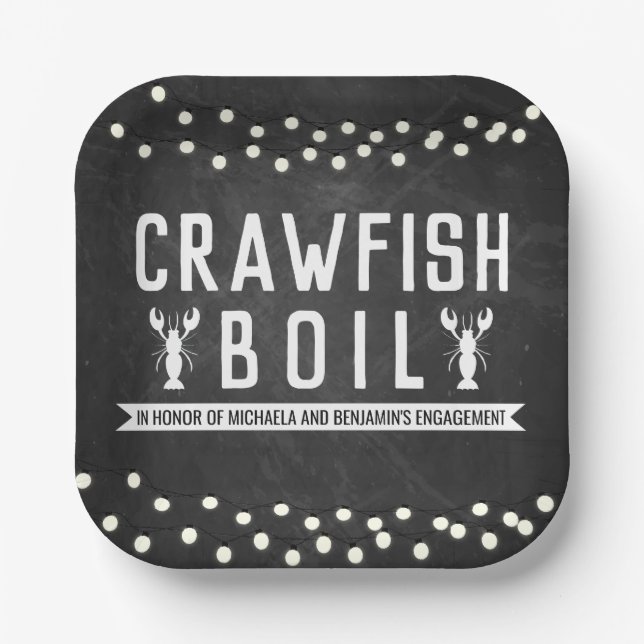 Crawfish Boil Engagement Party Paper Plates (Front)