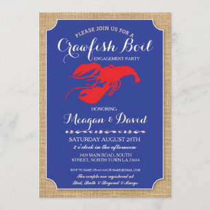 Crawfish Boil Engagement Party Shower Lobster Invitation