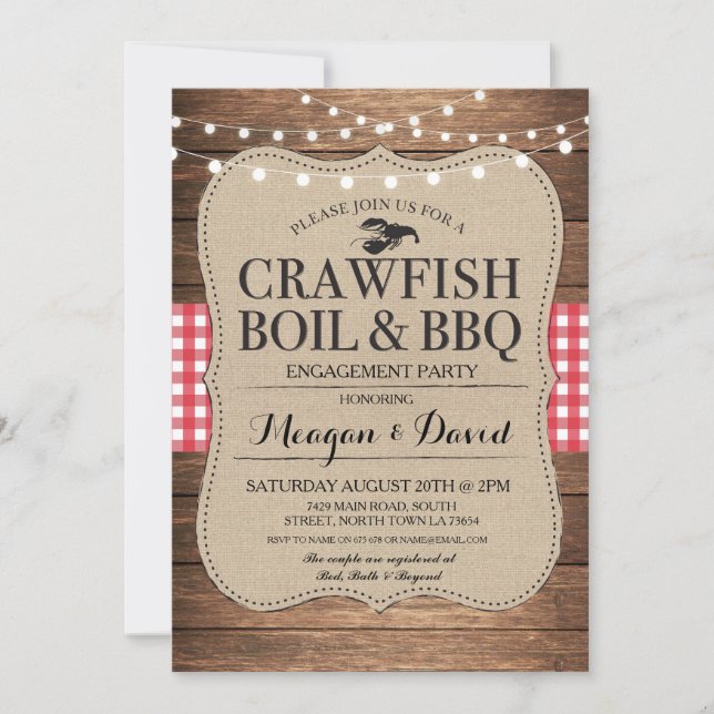 Crawfish Boil Engagement Party Shower Lobster Invitation (Front)