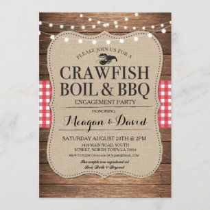Crawfish Boil Engagement Party Shower Lobster Invitation