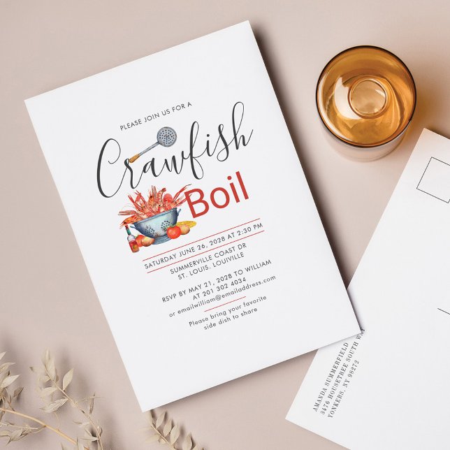 Crawfish Boil Family Cookout Reunion Seafood Party Invitation Postcard (Creator Uploaded)