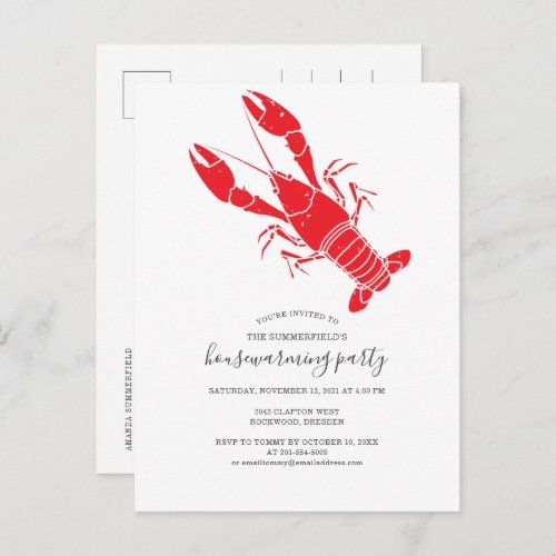 Crawfish Boil Family Housewarming Party Invitation Postcard