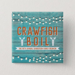 Crawfish Boil Family Reunion Lobster Rustic Teal Button