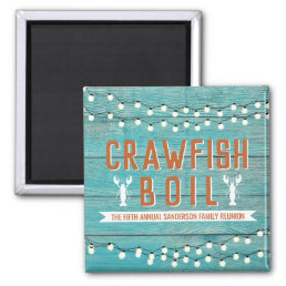 Crawfish Boil Family Reunion Lobster Rustic Teal Magnet