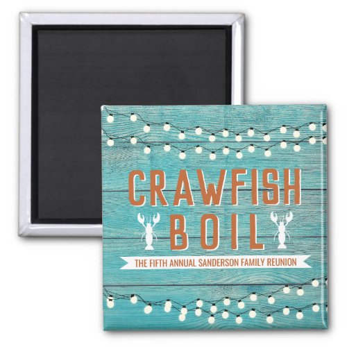 Crawfish Boil Family Reunion Lobster Rustic Teal Magnet