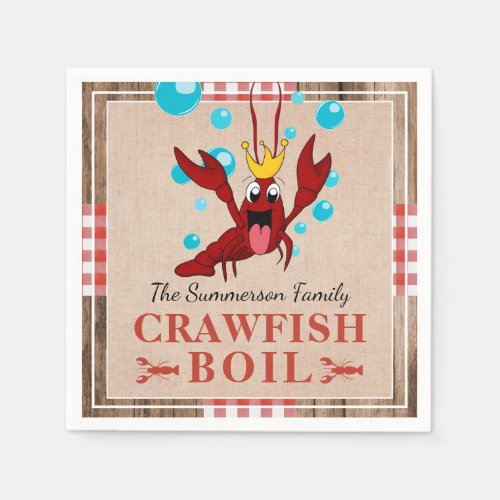 Crawfish Boil Family Reunion Rustic Summer Party Napkins