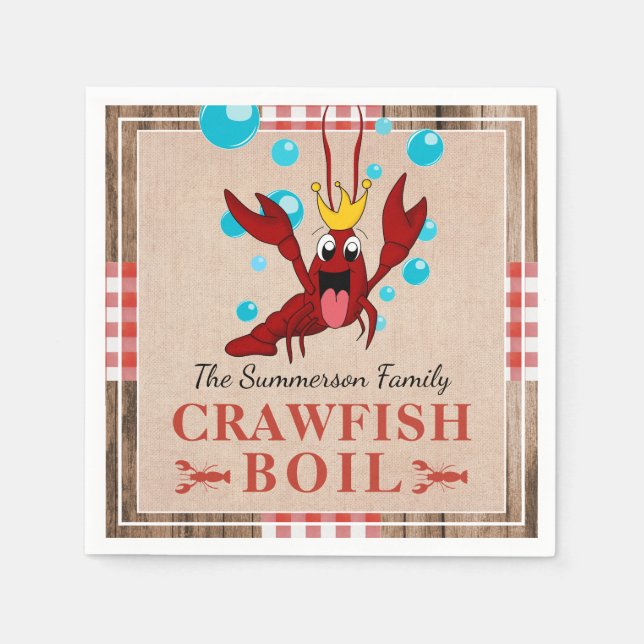 Crawfish Boil Family Reunion Rustic Summer Party Napkins (Front)