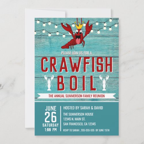 Crawfish Boil Family Reunion Seafood Party Invitation