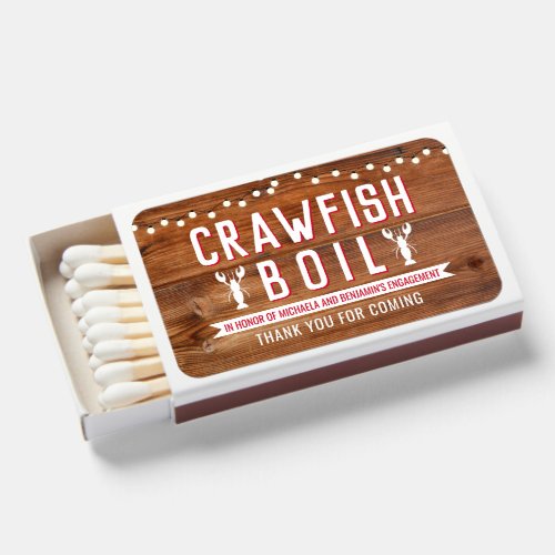 Crawfish Boil Family Seafood Engagement Party Matchboxes