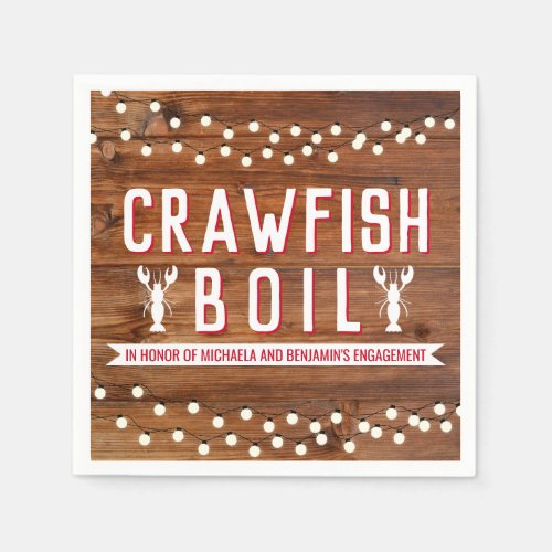 Crawfish Boil Family Seafood Engagement Party Napkins