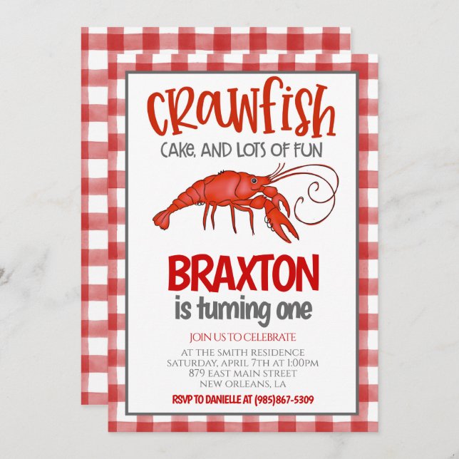 Crawfish Boil First Birthday Invitation (Front/Back)
