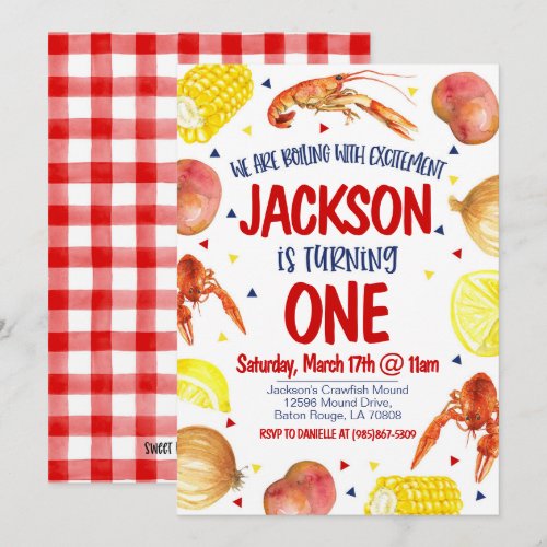 Crawfish Boil First Birthday Invitation