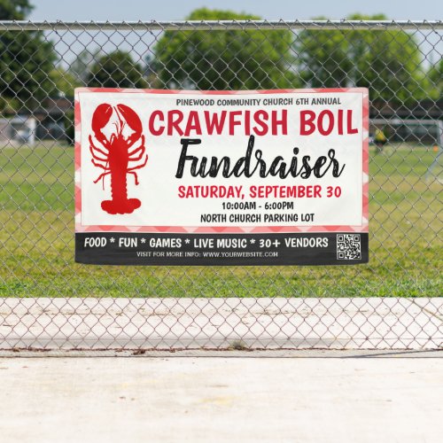 Crawfish Boil Fundraiser Banner with qr code