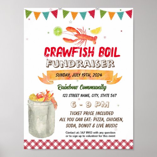 Crawfish Boil Fundraiser event template Poster