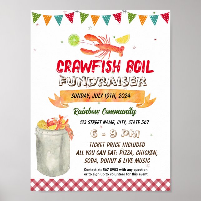 Crawfish Boil Fundraiser event template Poster (Front)
