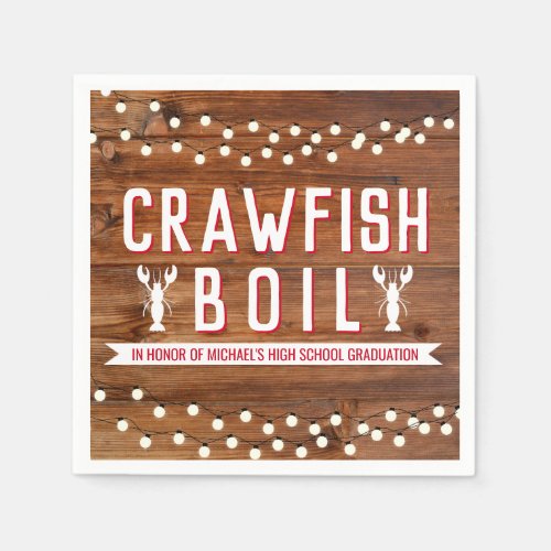 Crawfish Boil Graduation Family Seafood Rustic Napkins