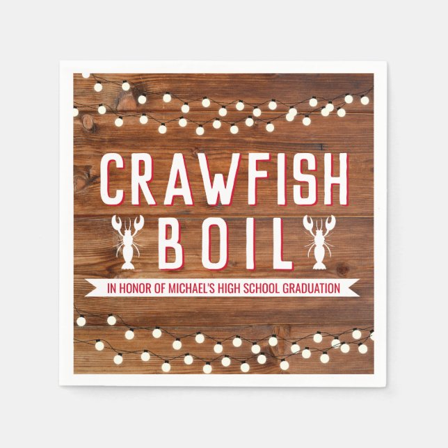 Crawfish Boil Graduation Family Seafood Rustic Napkins (Front)