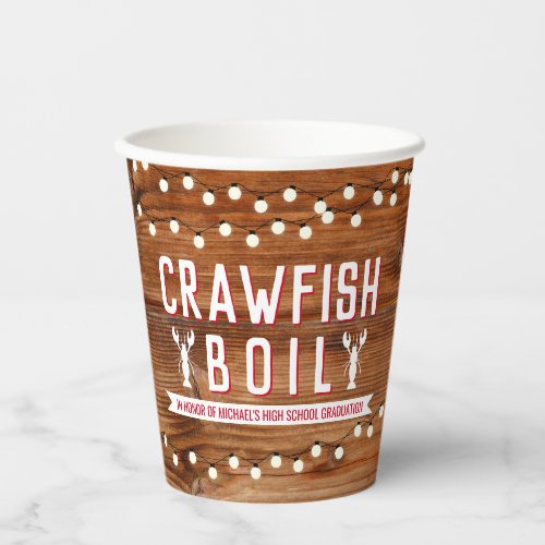 Crawfish Boil Graduation Family Seafood Rustic Paper Cups