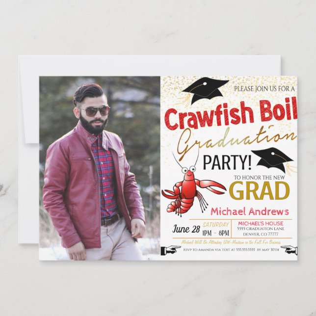  Crawfish Boil Graduation Invitation (Front)
