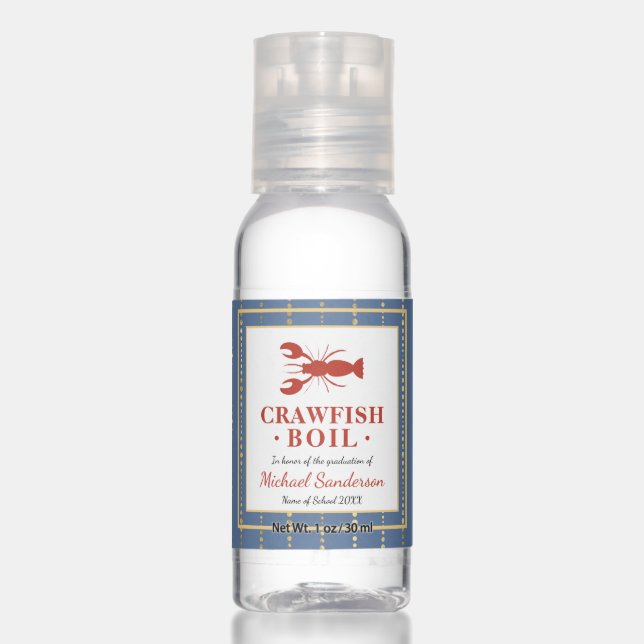Crawfish Boil Graduation Party Hand Sanitizer (Front)