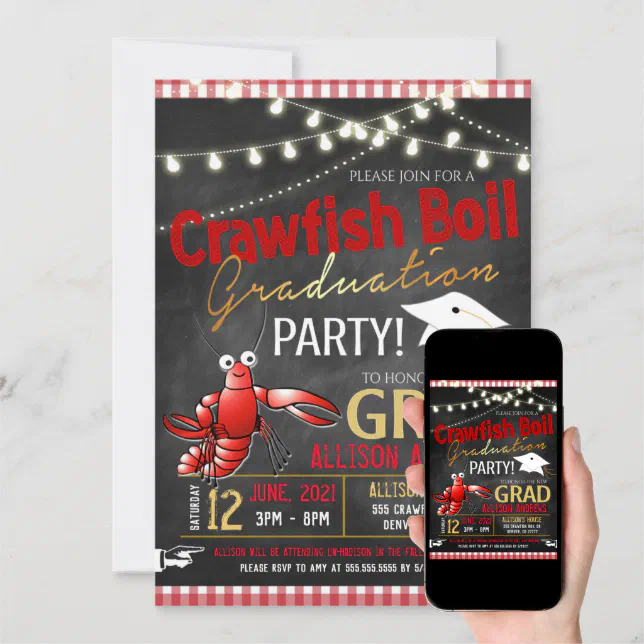 Crawfish Boil Graduation Party Invitation | Zazzle