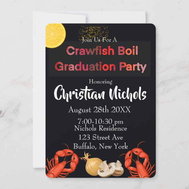Crawfish Boil Graduation Party Invitation (Front)