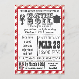 Crawfish Boil Graduation Party Invitation