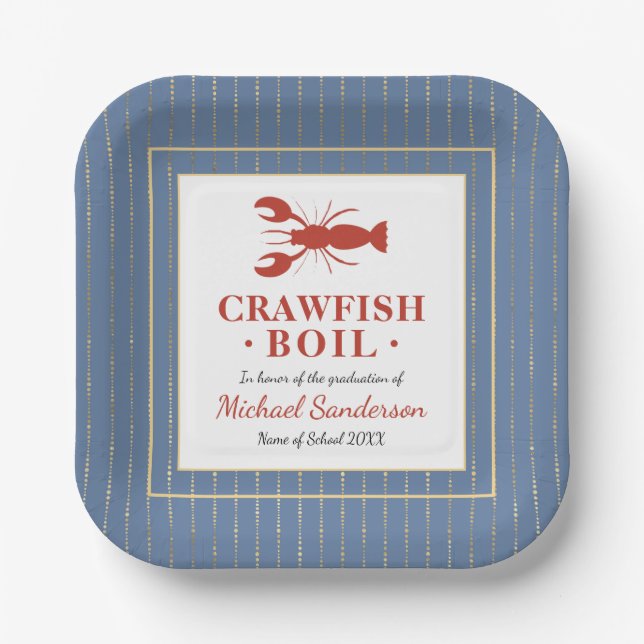 Crawfish Boil Graduation Party Paper Plates (Front)