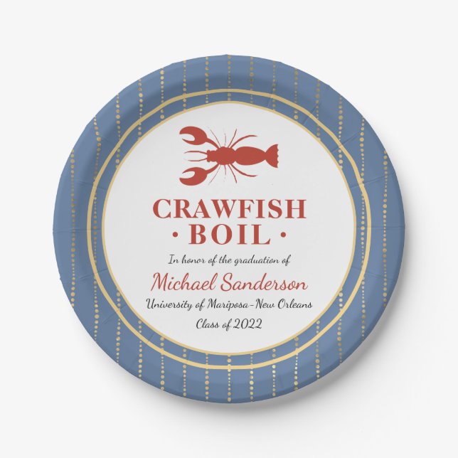 Crawfish Boil Graduation Party Paper Plates (Front)