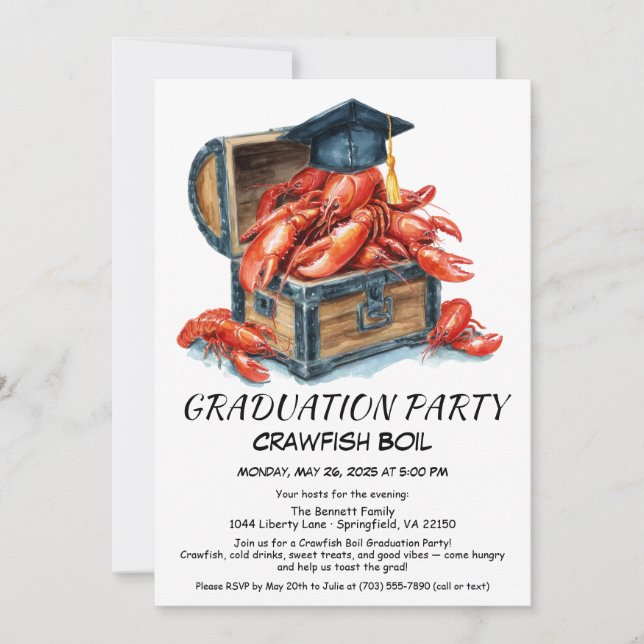 Crawfish Boil Graduation Party | Southern Style  Invitation (Front)