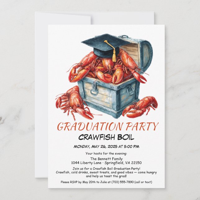 Crawfish Boil Graduation Party | Southern Style  Invitation (Front)