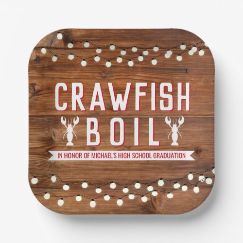 Crawfish Boil Graduation Reunion Lobster Rustic Paper Plates
