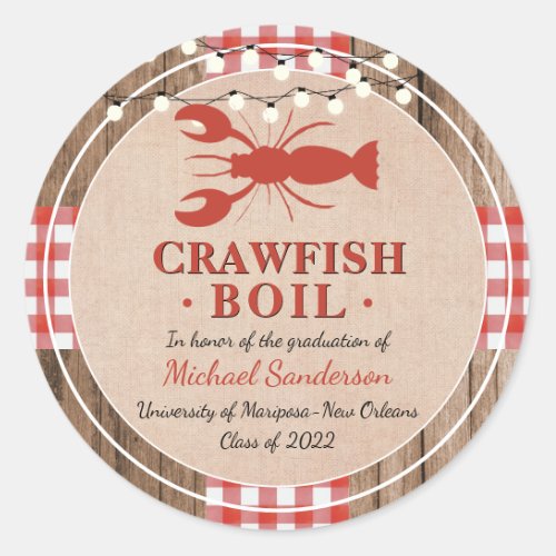 Crawfish Boil Graduation School Event Classic Round Sticker