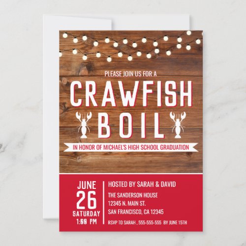 Crawfish Boil Graduation Seafood Party Invitation