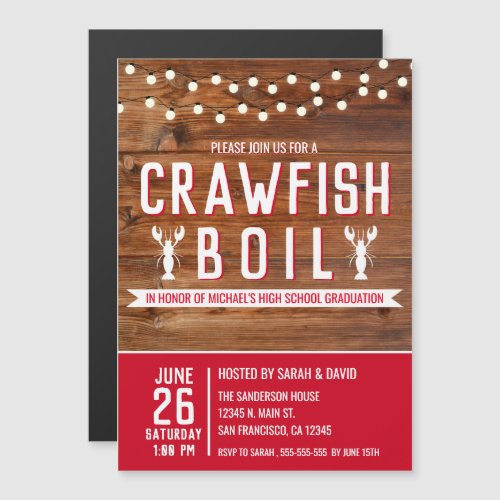 Crawfish Boil Graduation Seafood Party Magnetic Invitation