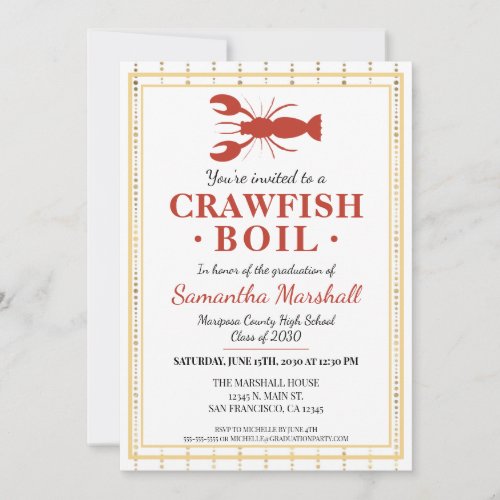 Crawfish Boil High School College Graduation Party Invitation