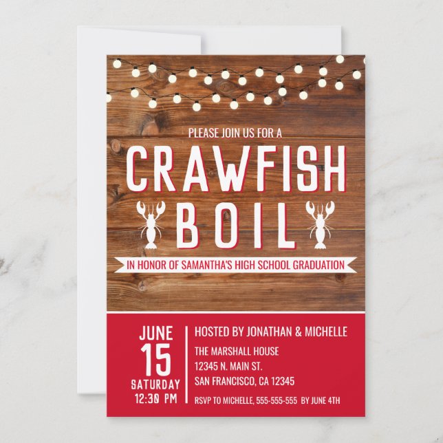 Crawfish Boil High School Graduation Party Invitation (Front)