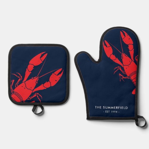 Crawfish Boil Housewarming Party Family Cookout Oven Mitt  Pot Holder Set