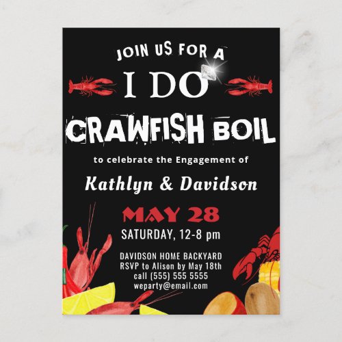 Crawfish Boil I DO Engagement Party Invitation Postcard