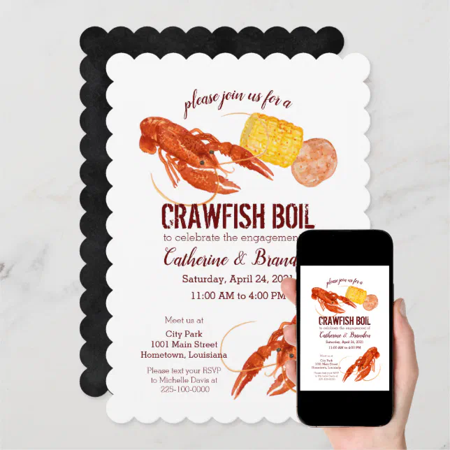 Crawfish Boil Illustrated Invitation 