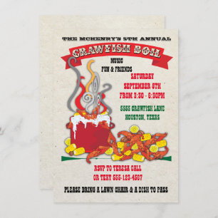 Crawfish boil invitations on antique background