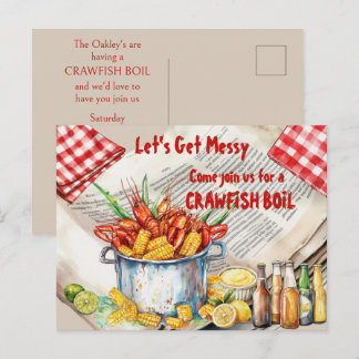 Crawfish Boil Let's Get Messy Postcard