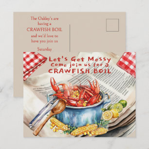 Crawfish Boil Let's Get Messy Postcard